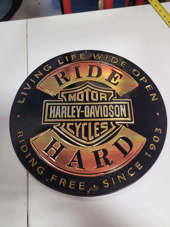 Harley-Davidson Other - Harley-Davidson Black and Gold Ombre 'Ride Hard' Metal Wall Sign
